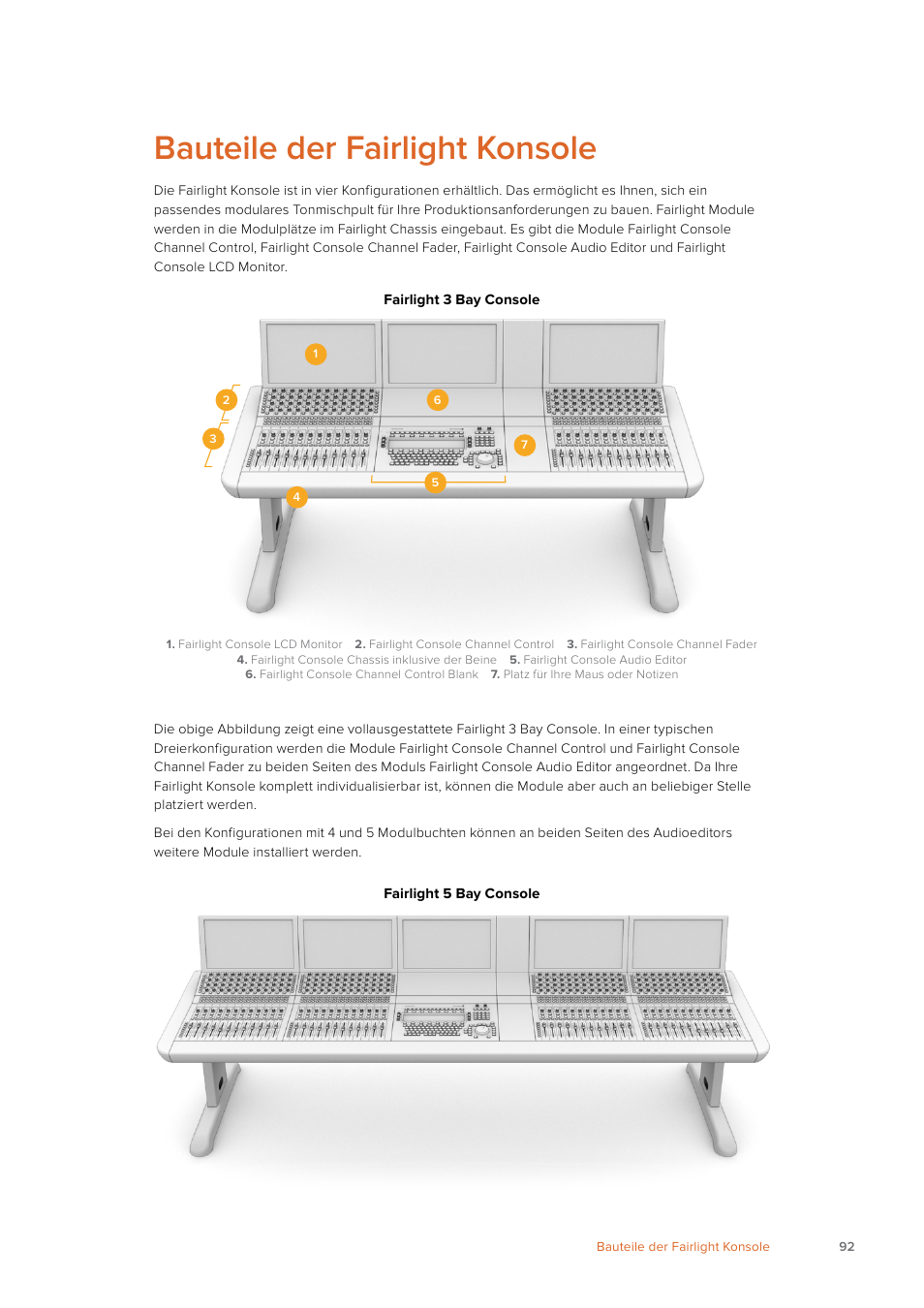 Bauteile der fairlight konsole | Blackmagic Design Fairlight Console Channel Fader Modular Control Surface User Manual | Page 92 / 320