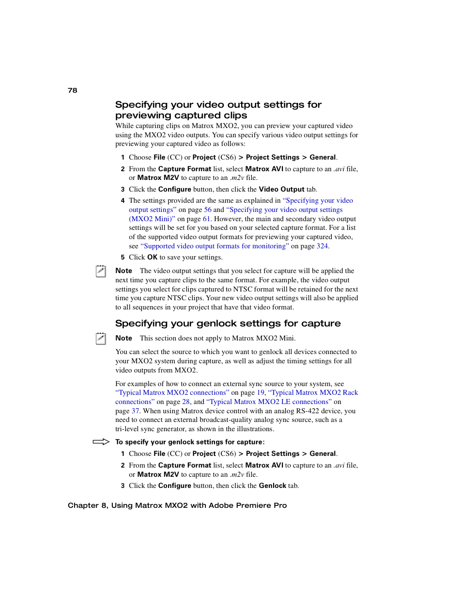 Specifying your genlock settings for capture | Matrox MXO2 PCIe Host Adapter User Manual | Page 102 / 388