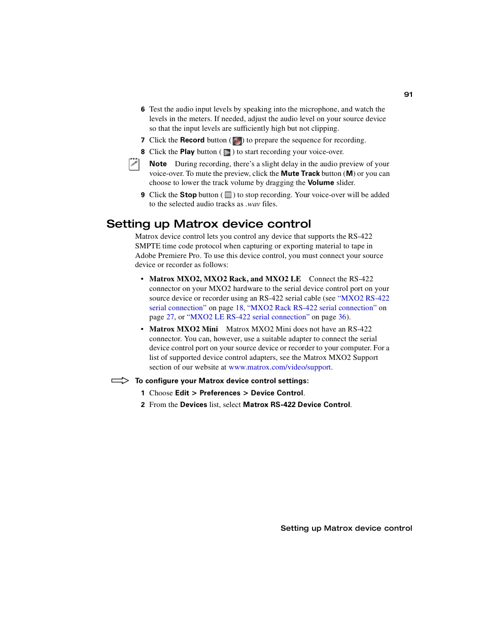 Setting up matrox device control | Matrox MXO2 PCIe Host Adapter User Manual | Page 115 / 388