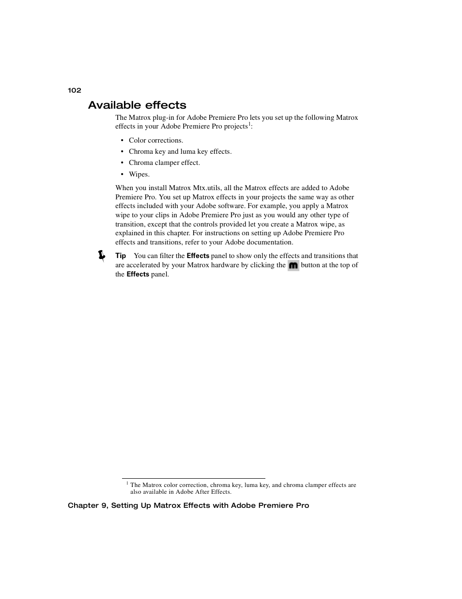 Available effects | Matrox MXO2 PCIe Host Adapter User Manual | Page 126 / 388