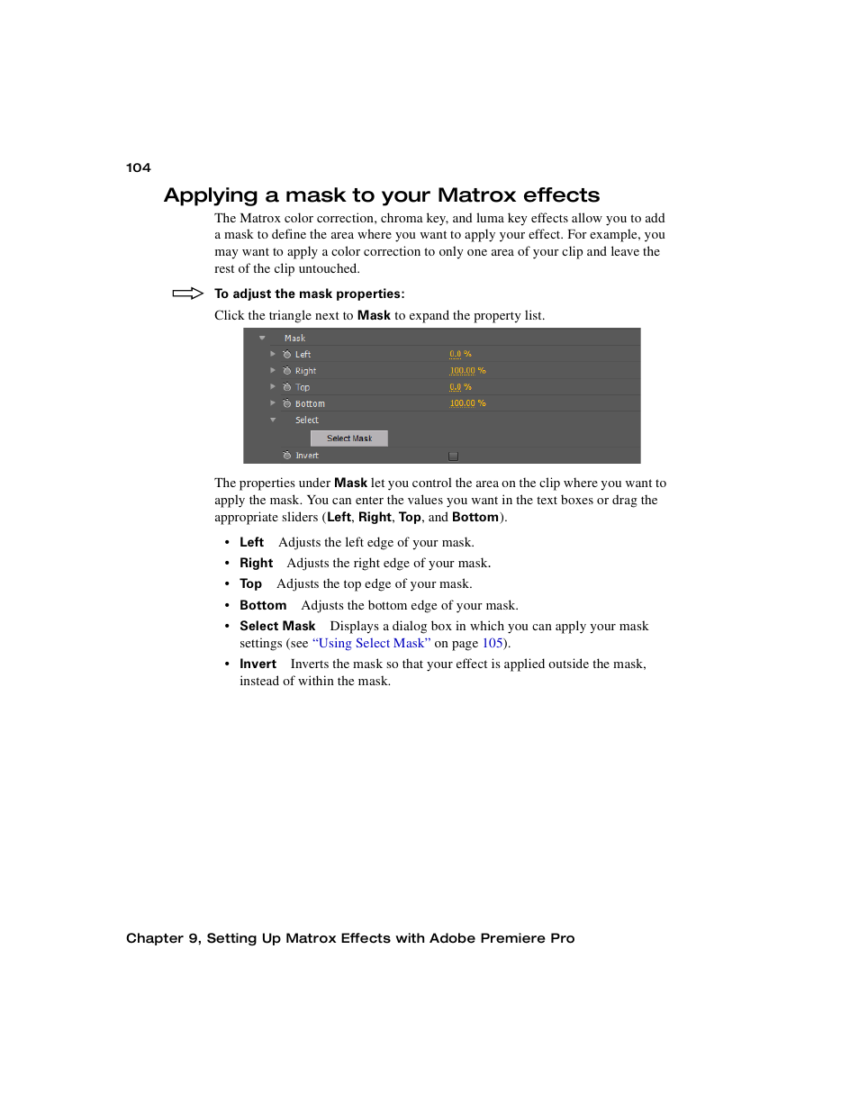 Applying a mask to your matrox effects | Matrox MXO2 PCIe Host Adapter User Manual | Page 128 / 388