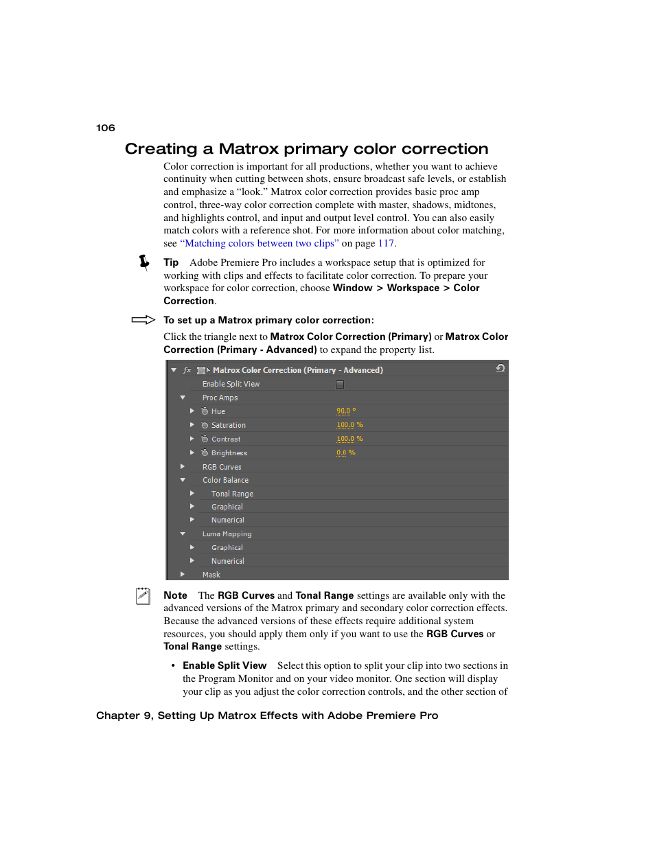 Creating a matrox primary color correction | Matrox MXO2 PCIe Host Adapter User Manual | Page 130 / 388