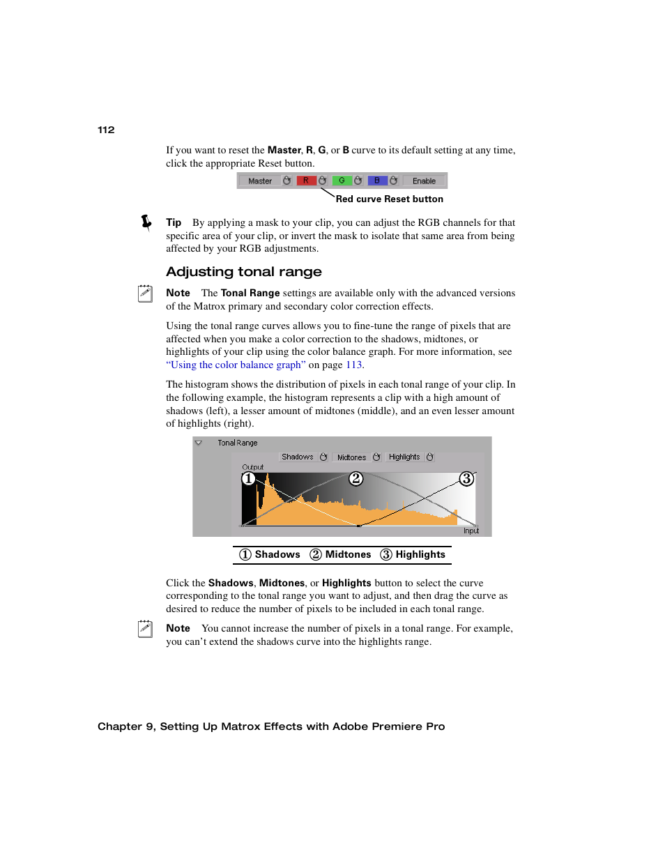 Adjusting tonal range | Matrox MXO2 PCIe Host Adapter User Manual | Page 136 / 388