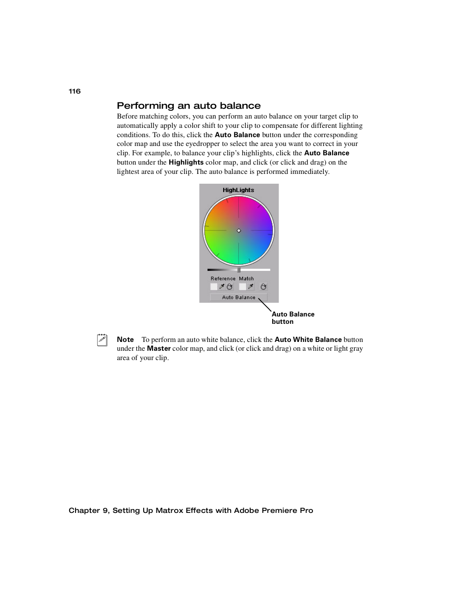 Performing an auto balance | Matrox MXO2 PCIe Host Adapter User Manual | Page 140 / 388