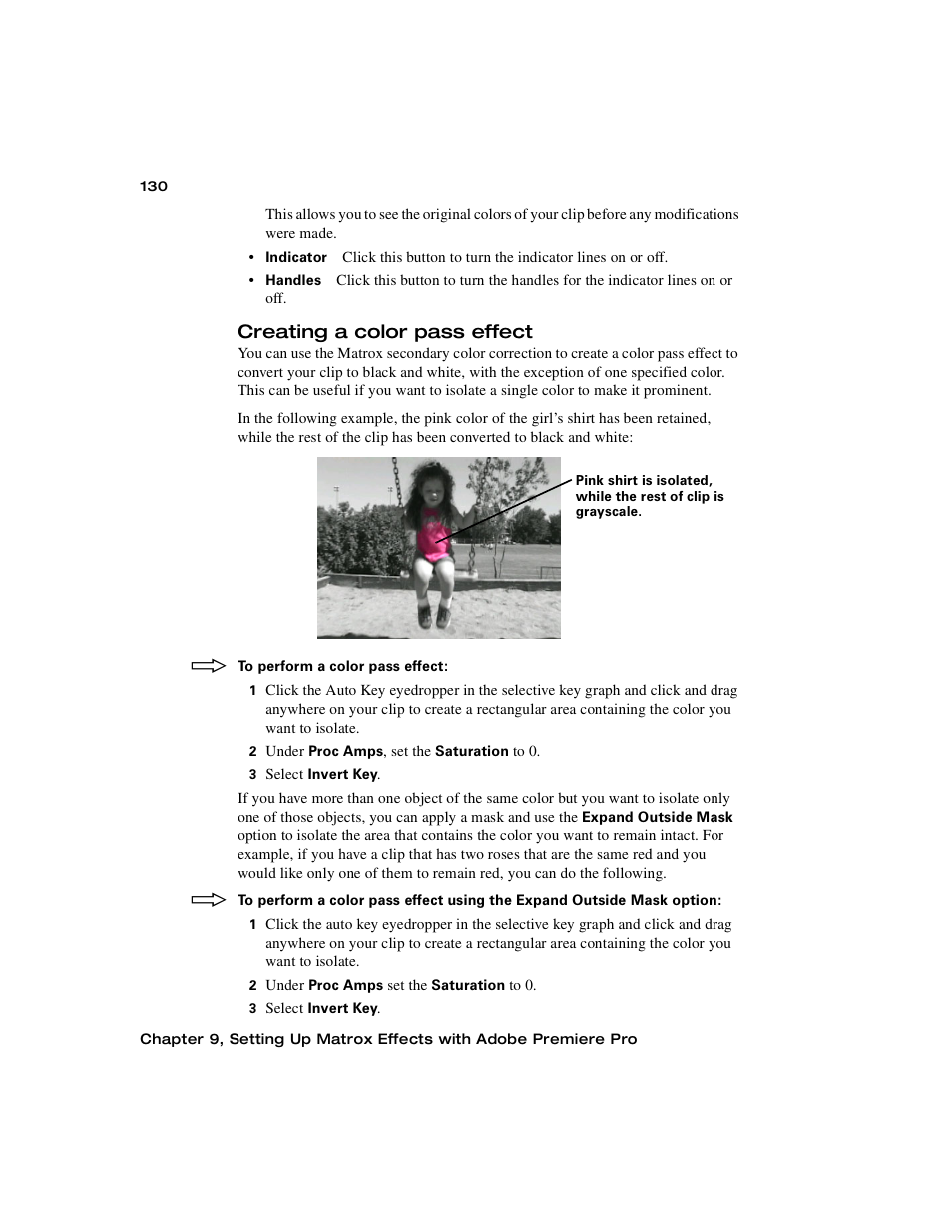 Creating a color pass effect | Matrox MXO2 PCIe Host Adapter User Manual | Page 154 / 388