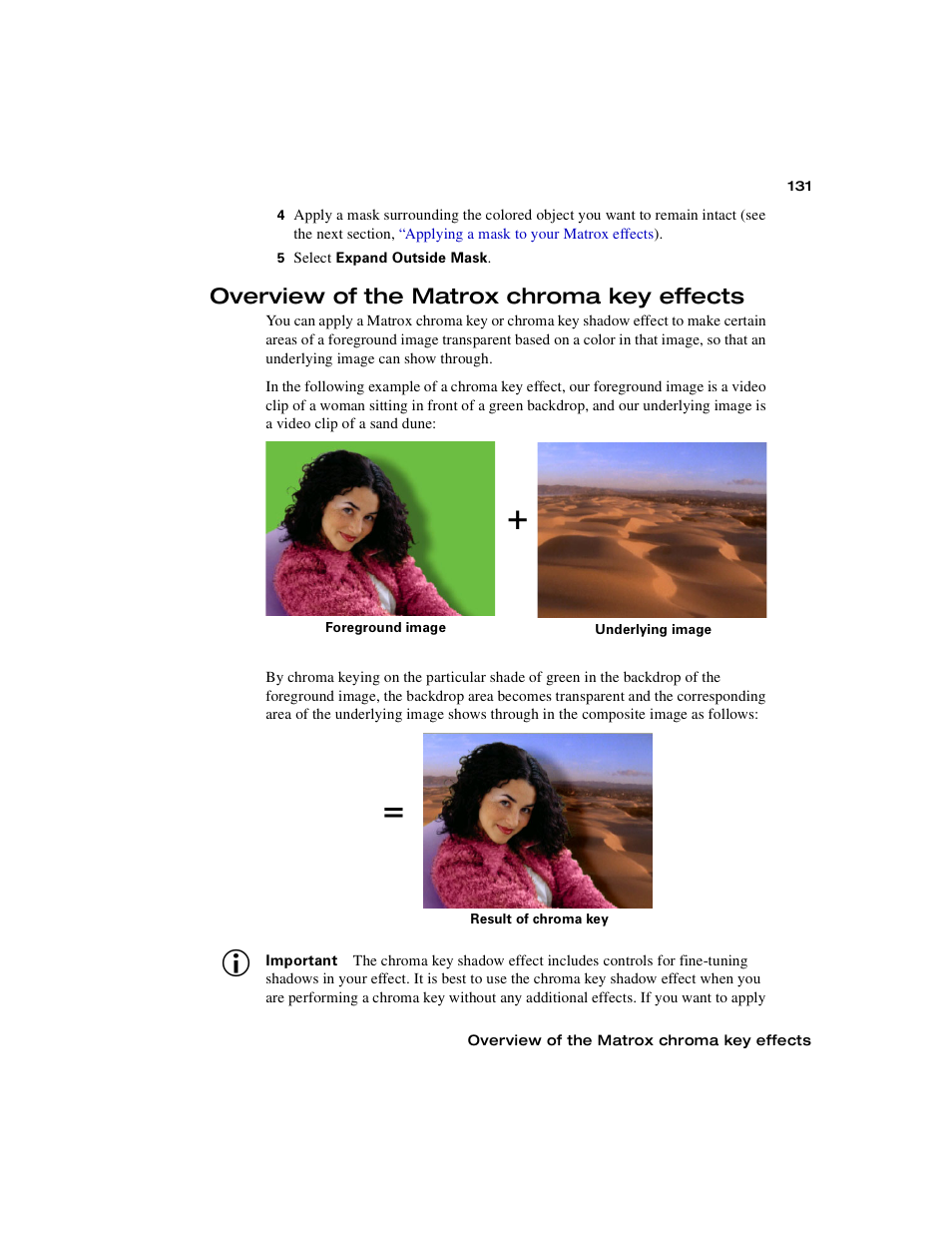 Overview of the matrox chroma key effects | Matrox MXO2 PCIe Host Adapter User Manual | Page 155 / 388