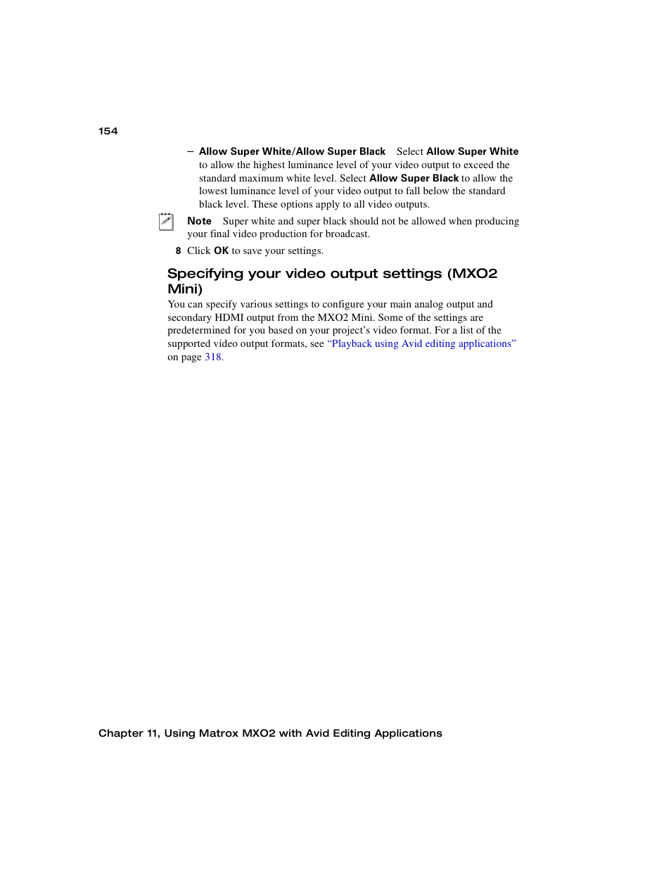 Specifying your video output settings (mxo2 mini), Specifying your, Video output settings (mxo2 mini) | Matrox MXO2 PCIe Host Adapter User Manual | Page 178 / 388