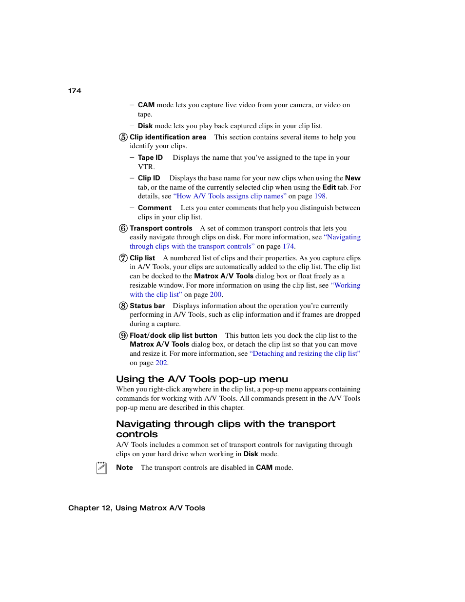 Using the a/v tools pop-up menu | Matrox MXO2 PCIe Host Adapter User Manual | Page 198 / 388