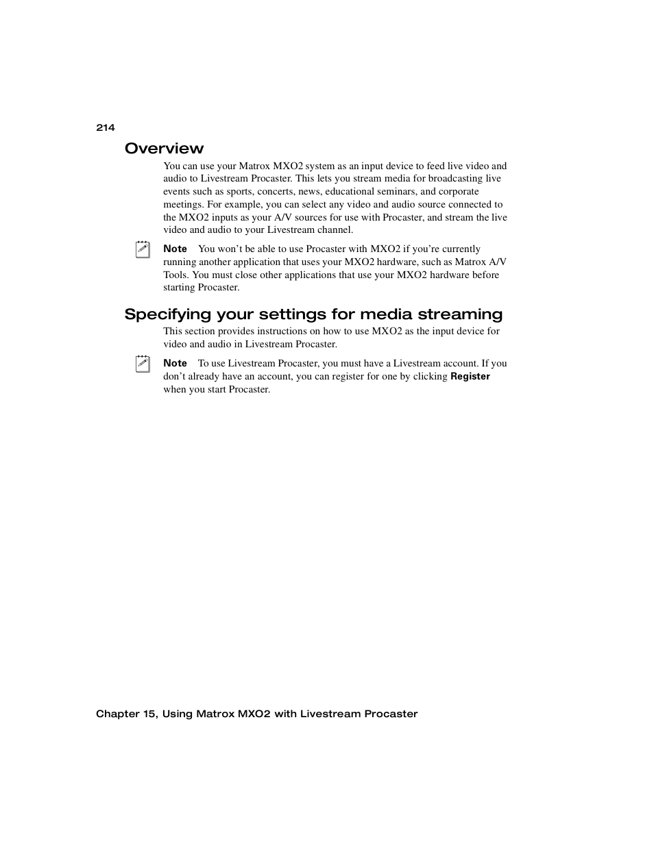 Overview, Specifying your settings for media streaming | Matrox MXO2 PCIe Host Adapter User Manual | Page 238 / 388