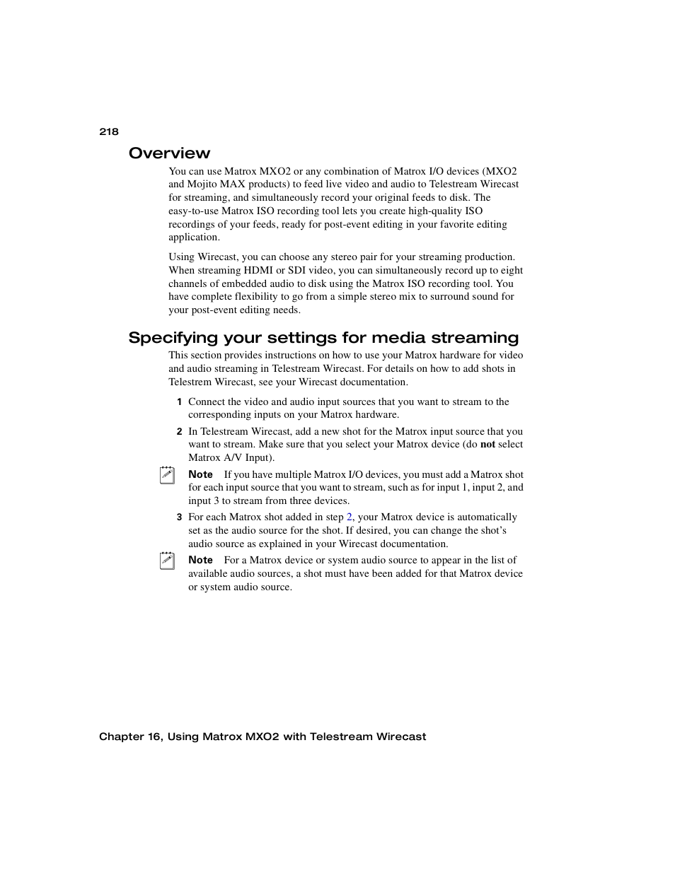 Overview, Specifying your settings for media streaming | Matrox MXO2 PCIe Host Adapter User Manual | Page 242 / 388