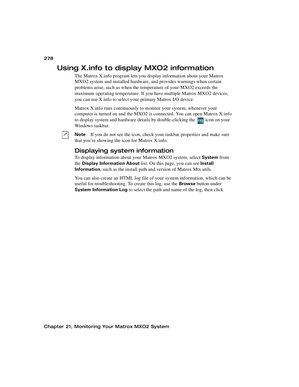 Using x.info to display mxo2 information, Displaying system information | Matrox MXO2 PCIe Host Adapter User Manual | Page 302 / 388