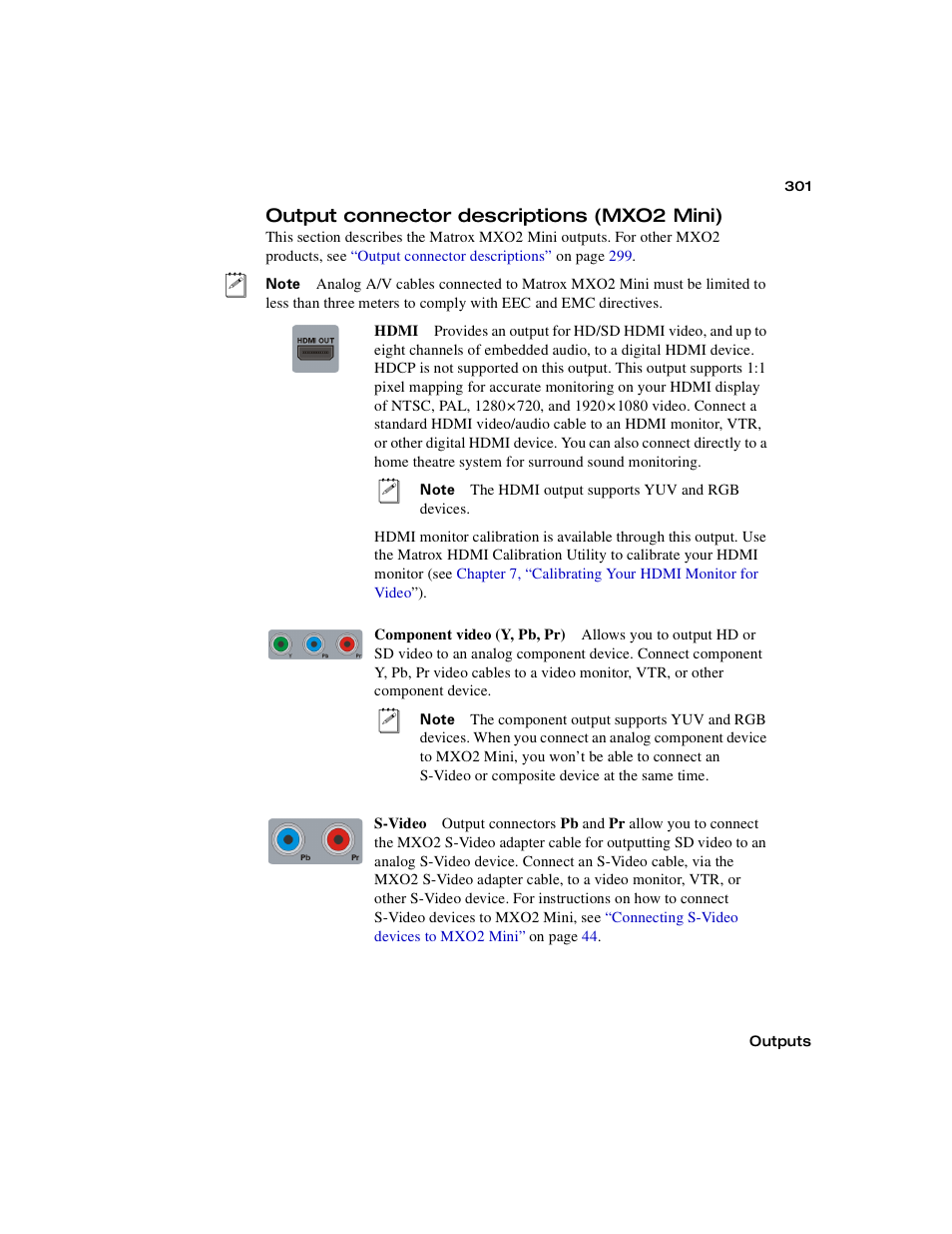 Output connector descriptions (mxo2 mini) | Matrox MXO2 PCIe Host Adapter User Manual | Page 325 / 388