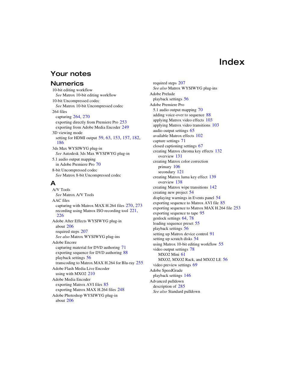 Index, Numerics | Matrox MXO2 PCIe Host Adapter User Manual | Page 375 / 388