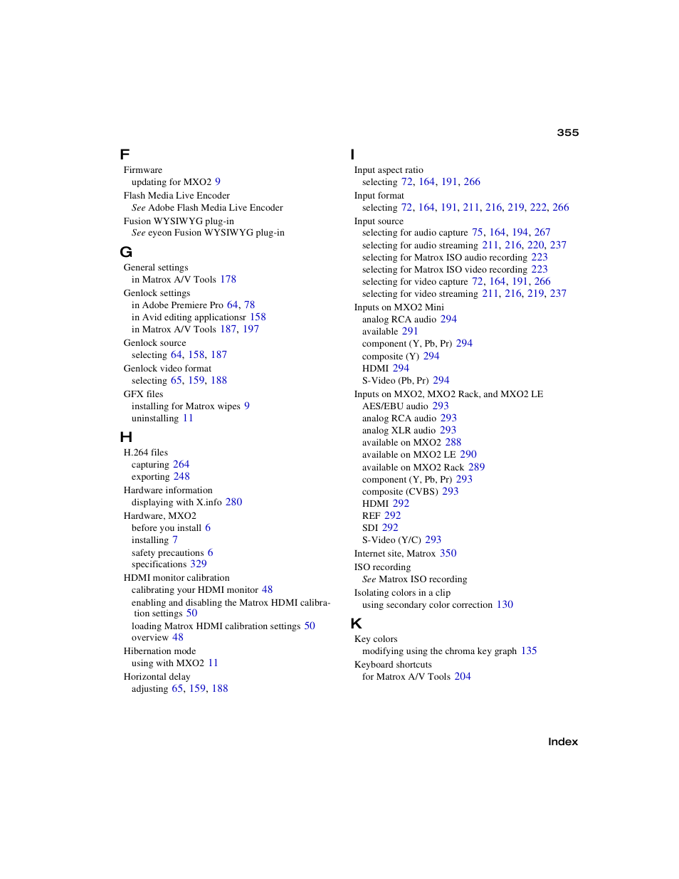 Matrox MXO2 PCIe Host Adapter User Manual | Page 379 / 388