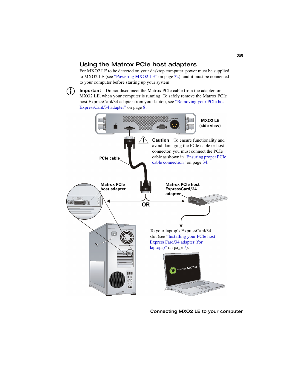 Using the matrox pcie host adapters | Matrox MXO2 PCIe Host Adapter User Manual | Page 59 / 388