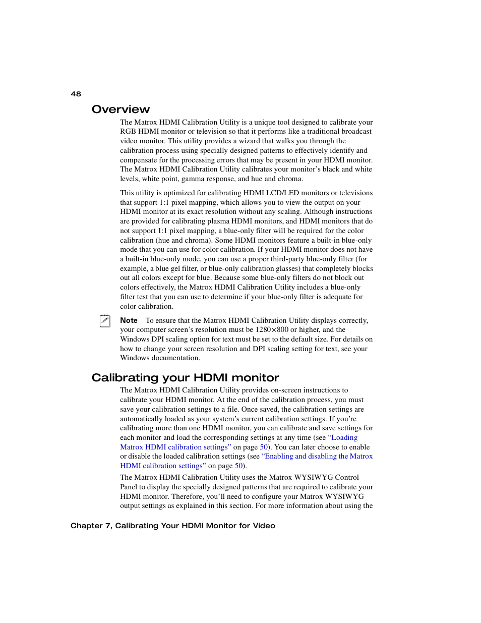 Overview, Calibrating your hdmi monitor | Matrox MXO2 PCIe Host Adapter User Manual | Page 72 / 388