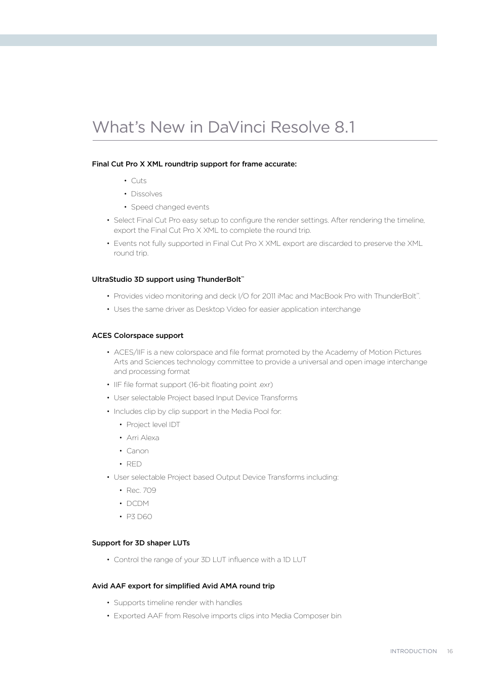 What’s new in davinci resolve 8.1 | Blackmagic Design DaVinci Resolve Advanced Panel User Manual | Page 16 / 435