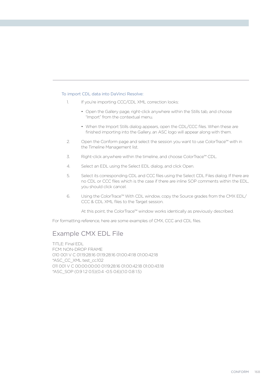 Example cmx edl file | Blackmagic Design DaVinci Resolve Advanced Panel User Manual | Page 168 / 435