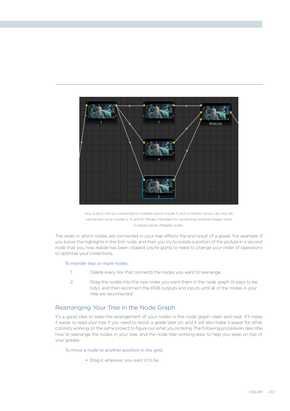 Rearranging your tree in the node graph | Blackmagic Design DaVinci Resolve Advanced Panel User Manual | Page 202 / 435