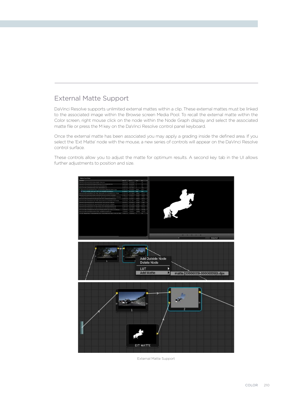 External matte support | Blackmagic Design DaVinci Resolve Advanced Panel User Manual | Page 210 / 435