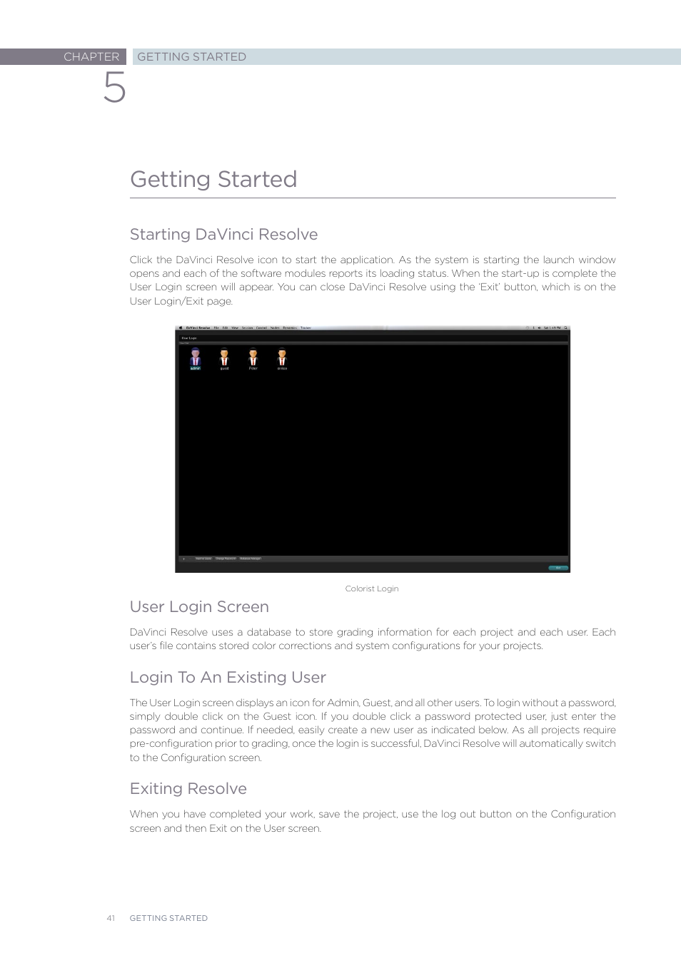 Getting started | Blackmagic Design DaVinci Resolve Advanced Panel User Manual | Page 41 / 435