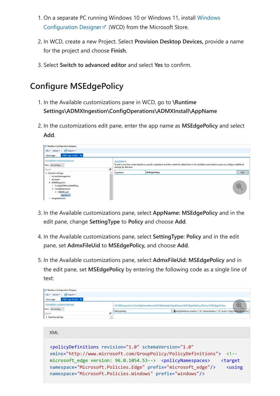 Configure msedgepolicy | Microsoft Surface Hub 2 SmCamera User Manual | Page 104 / 572