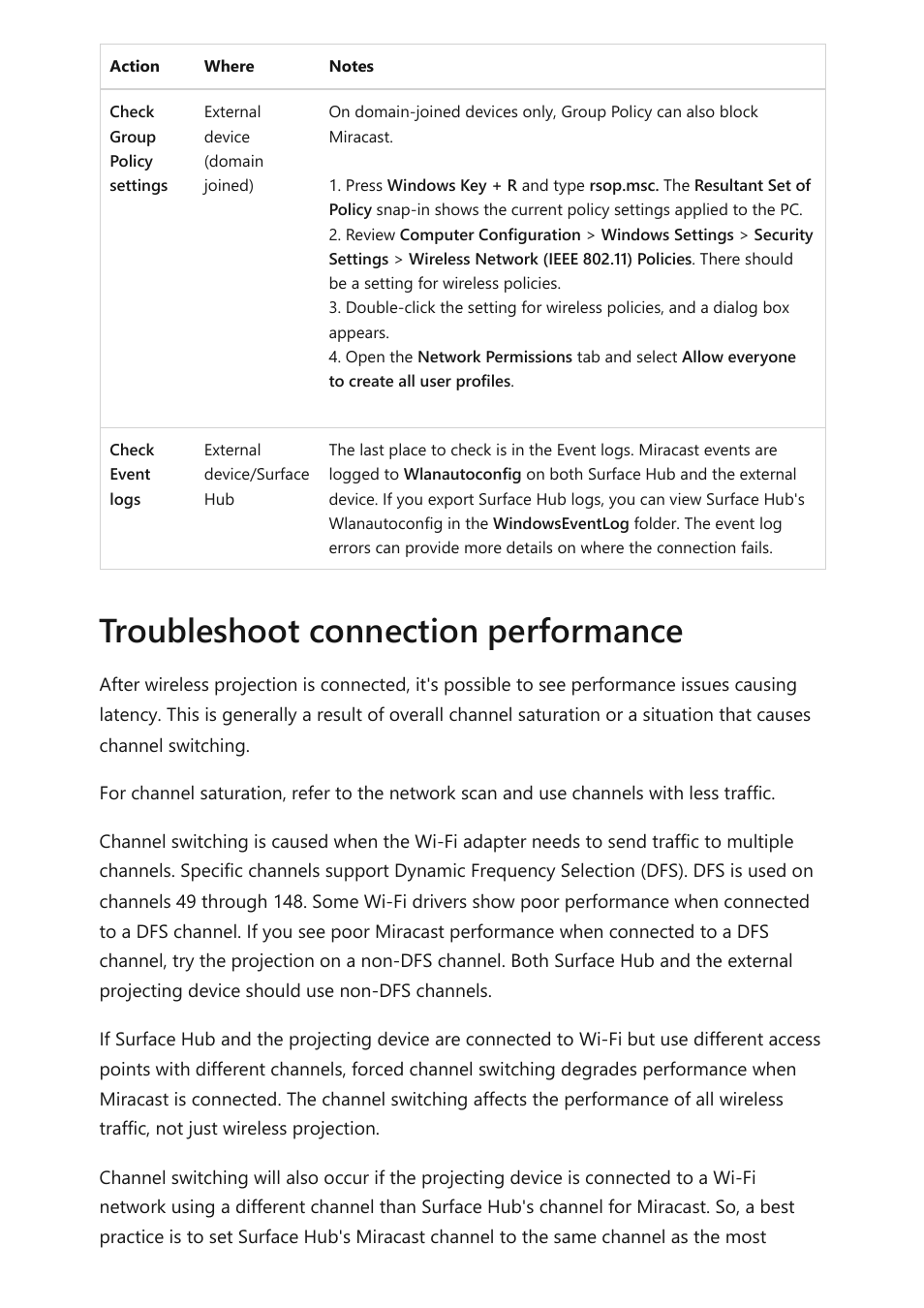 Troubleshoot connection performance | Microsoft Surface Hub 2 SmCamera User Manual | Page 128 / 572