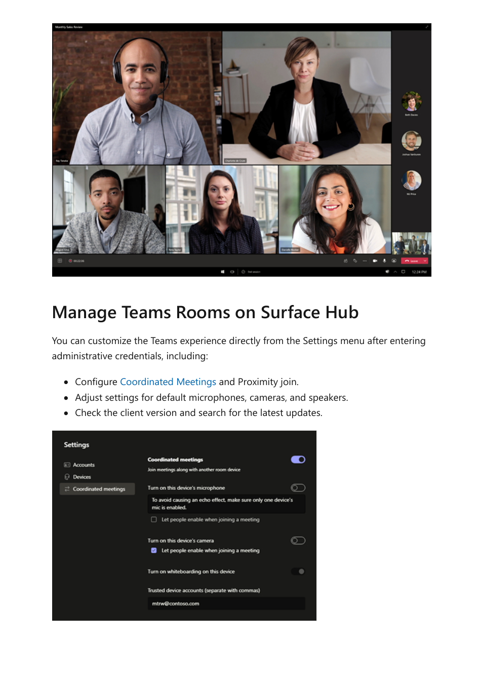 Manage teams rooms on surface hub | Microsoft Surface Hub 2 SmCamera User Manual | Page 133 / 572