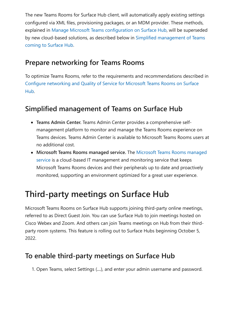 Direct guest join, Third-party meetings on surface hub | Microsoft Surface Hub 2 SmCamera User Manual | Page 134 / 572