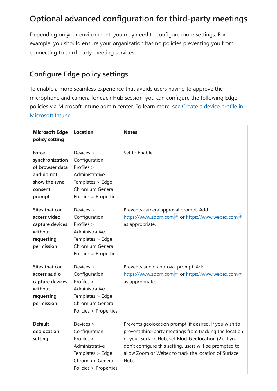 Configure edge policy settings | Microsoft Surface Hub 2 SmCamera User Manual | Page 136 / 572