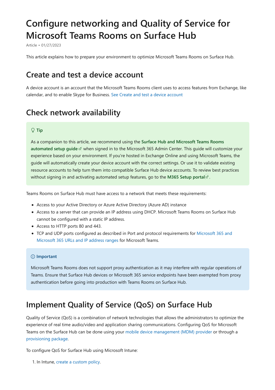 Configure, Implement quality of service (qos) on surface hub | Microsoft Surface Hub 2 SmCamera User Manual | Page 139 / 572