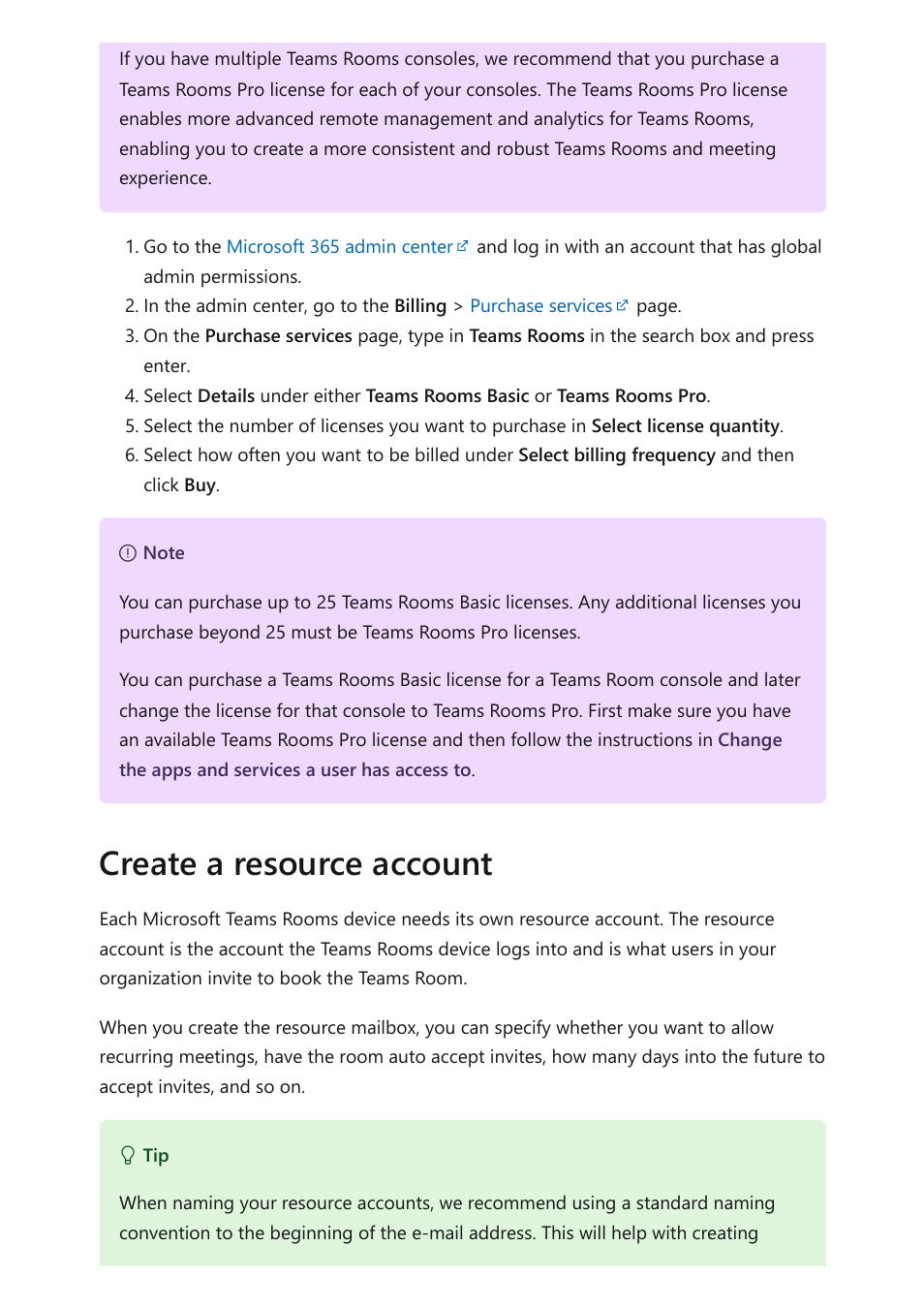 Create a resource account | Microsoft Surface Hub 2 SmCamera User Manual | Page 148 / 572