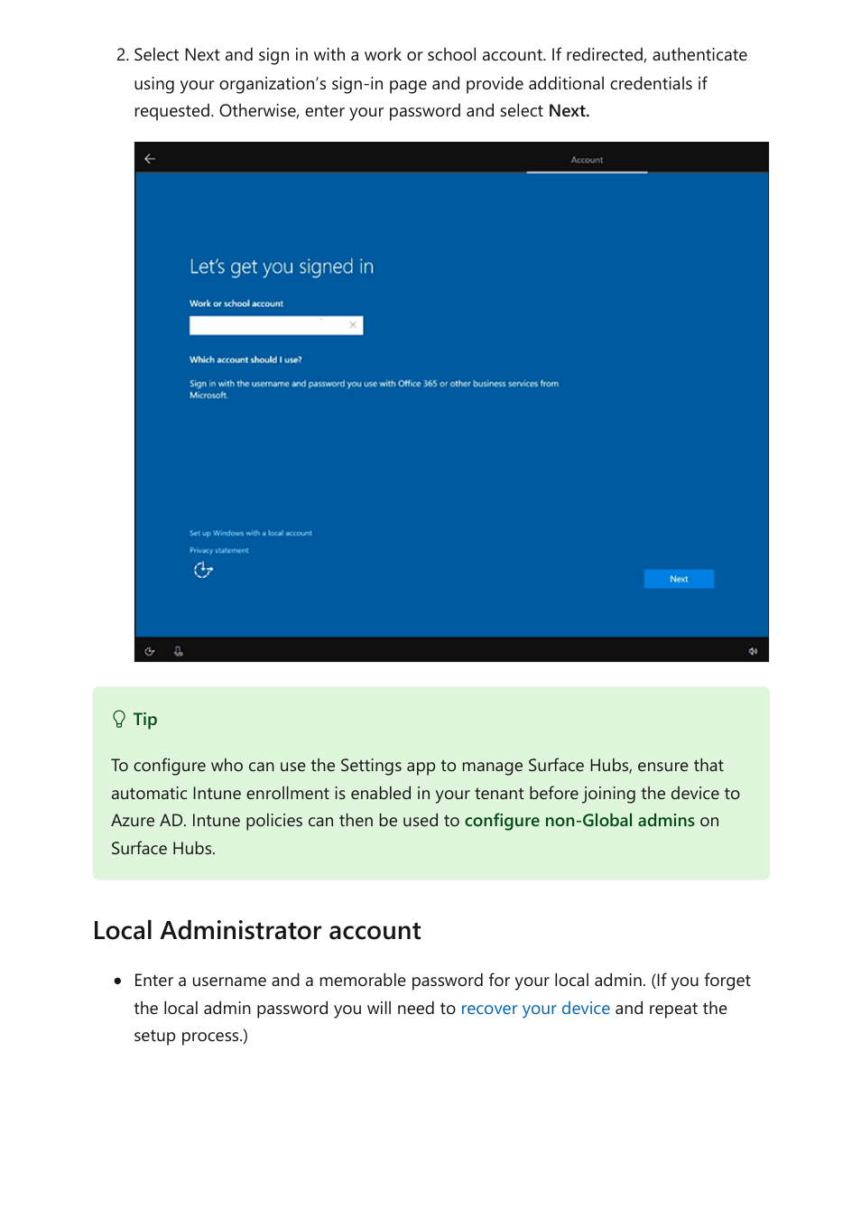Local administrator account | Microsoft Surface Hub 2 SmCamera User Manual | Page 16 / 572