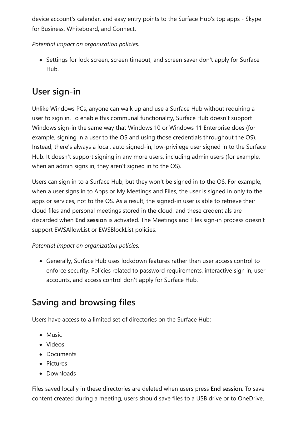 User sign-in saving and browsing files | Microsoft Surface Hub 2 SmCamera User Manual | Page 209 / 572