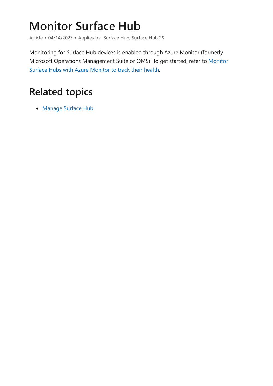 Monitor surface hub, Related topics | Microsoft Surface Hub 2 SmCamera User Manual | Page 256 / 572