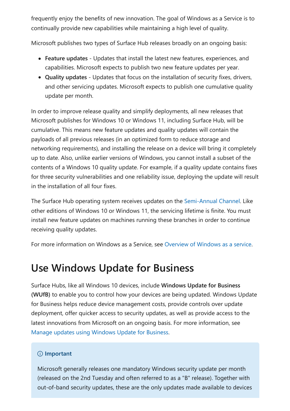 Use windows update for business | Microsoft Surface Hub 2 SmCamera User Manual | Page 258 / 572