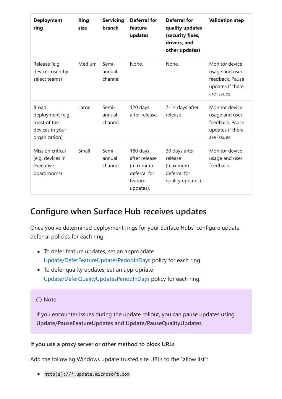 Configure when surface hub receives updates | Microsoft Surface Hub 2 SmCamera User Manual | Page 260 / 572