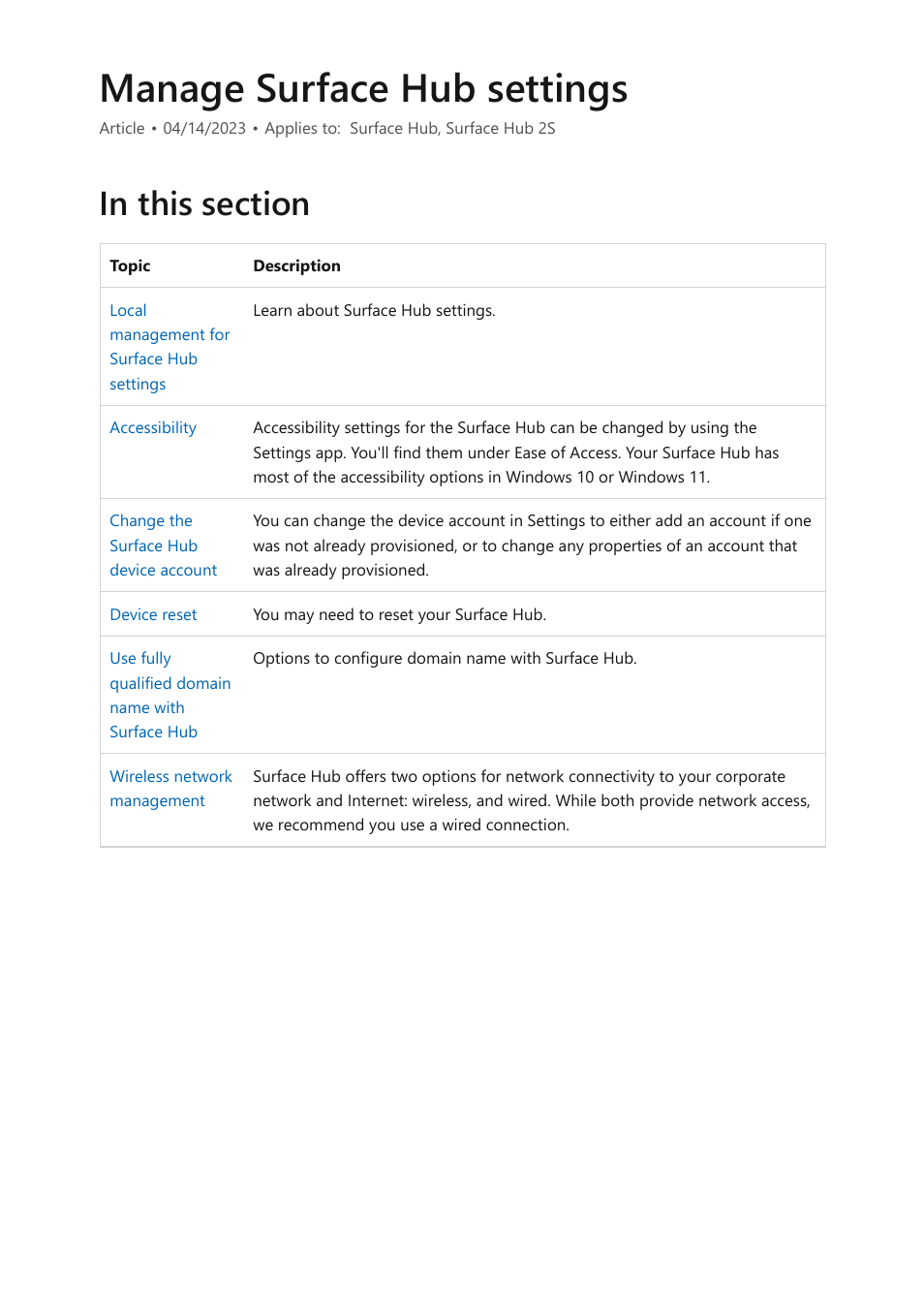 Manage surface hub settings | Microsoft Surface Hub 2 SmCamera User Manual | Page 278 / 572