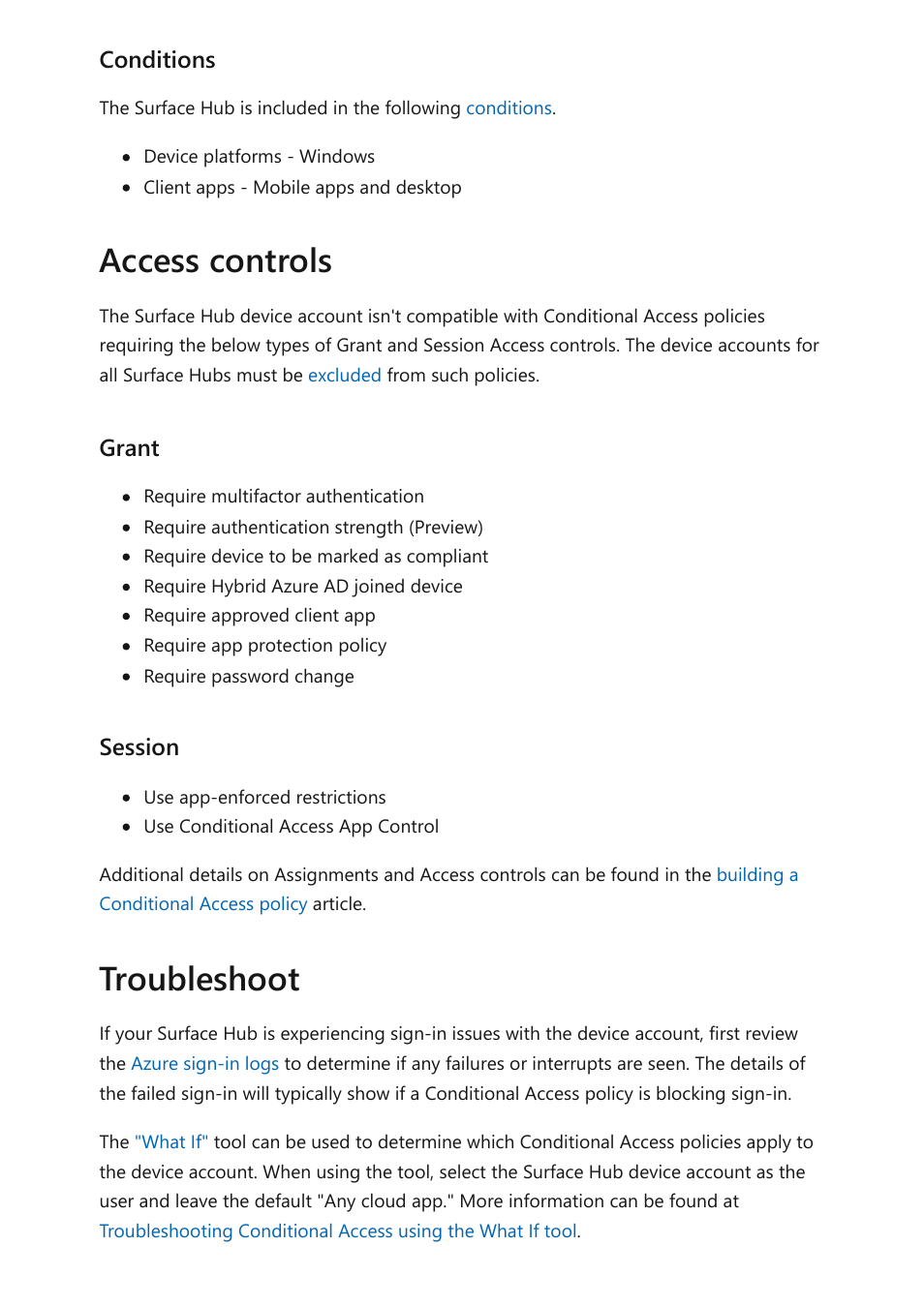 Access controls, Troubleshoot | Microsoft Surface Hub 2 SmCamera User Manual | Page 365 / 572
