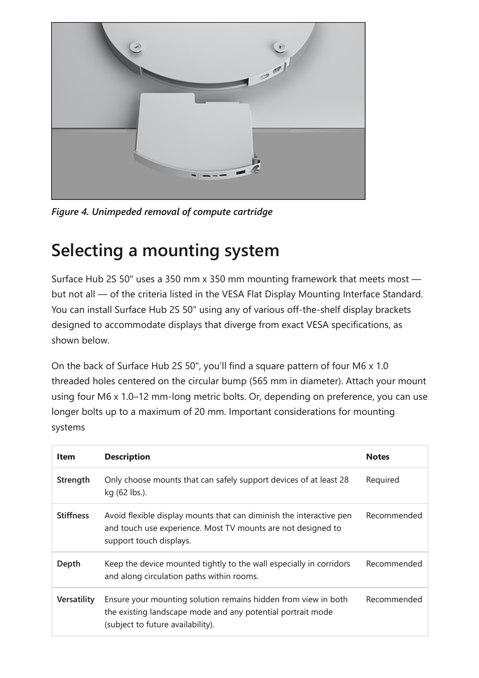Selecting a mounting system | Microsoft Surface Hub 2 SmCamera User Manual | Page 444 / 572