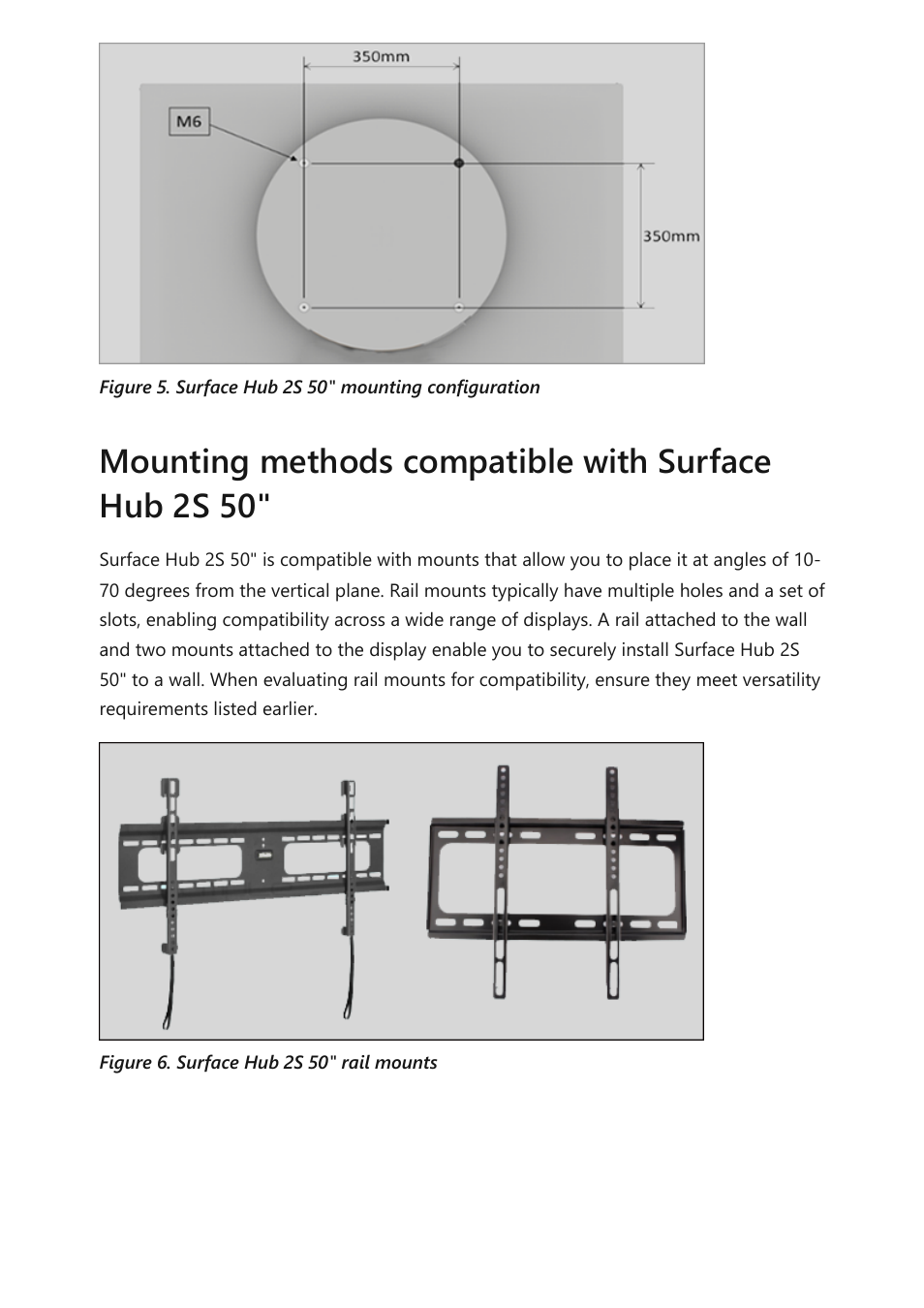 Mounting methods compatible with surface hub 2s 50 | Microsoft Surface Hub 2 SmCamera User Manual | Page 445 / 572