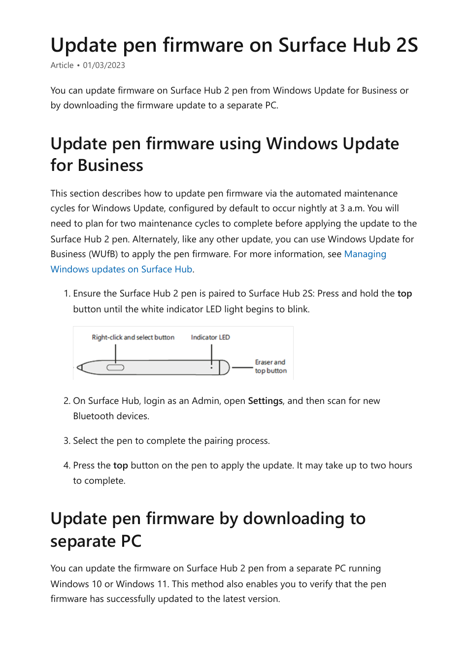 Update pen firmware on surface hub 2s | Microsoft Surface Hub 2 SmCamera User Manual | Page 451 / 572