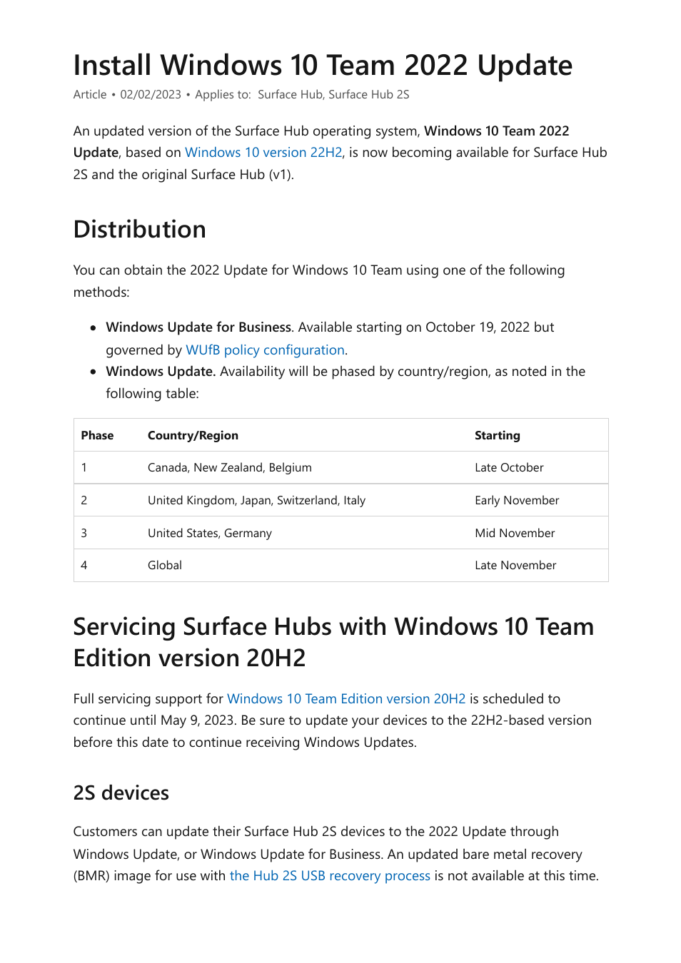 Install windows 10 team 2022 update, 2s devices | Microsoft Surface Hub 2 SmCamera User Manual | Page 5 / 572