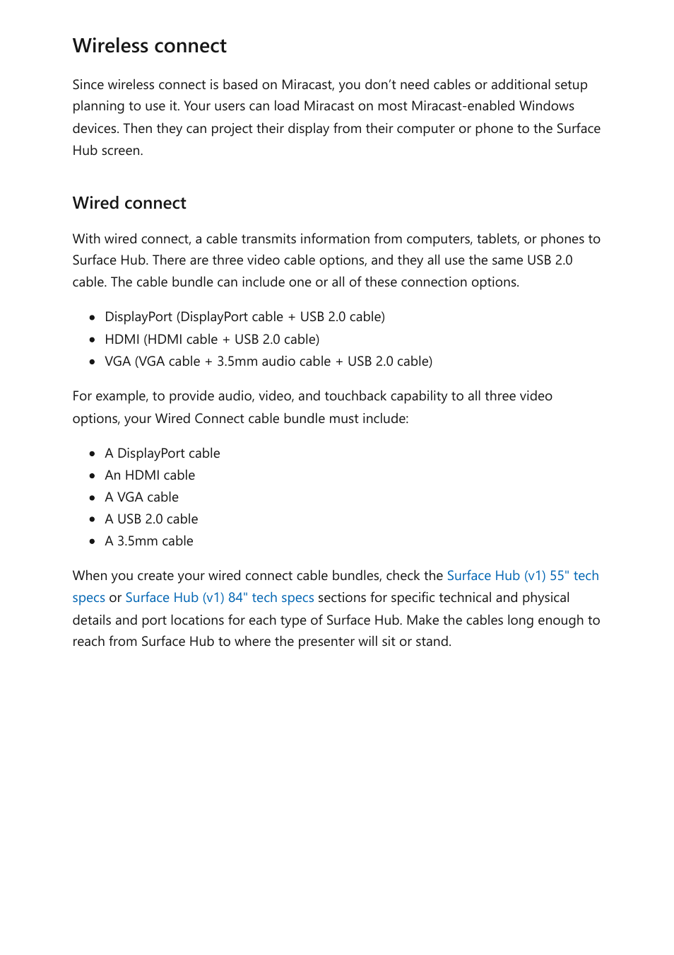 Wireless connect, Wired connect | Microsoft Surface Hub 2 SmCamera User Manual | Page 509 / 572