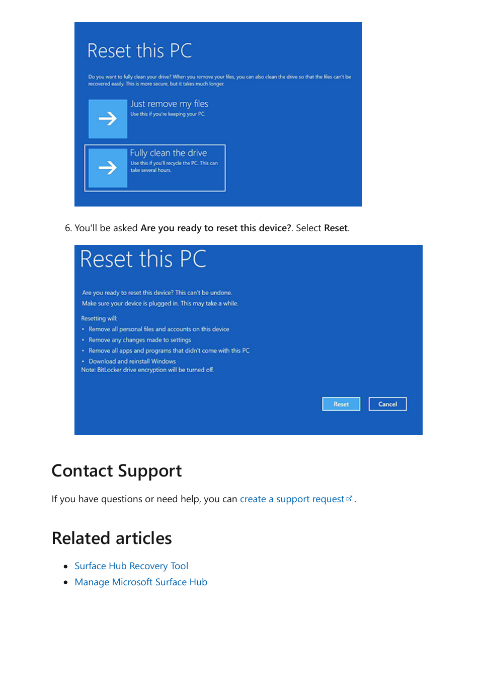 Contact support related articles | Microsoft Surface Hub 2 SmCamera User Manual | Page 553 / 572
