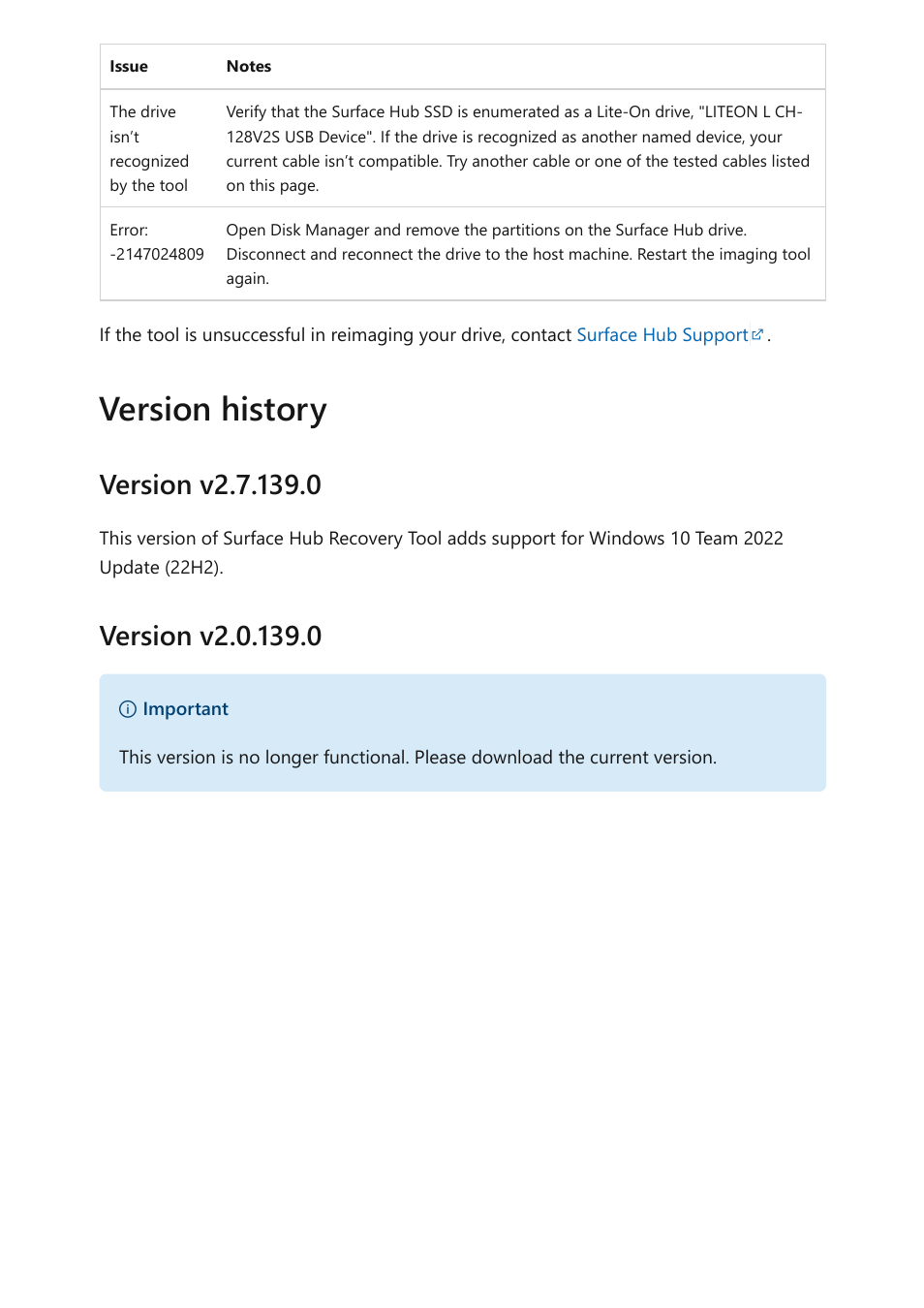 Version history | Microsoft Surface Hub 2 SmCamera User Manual | Page 560 / 572