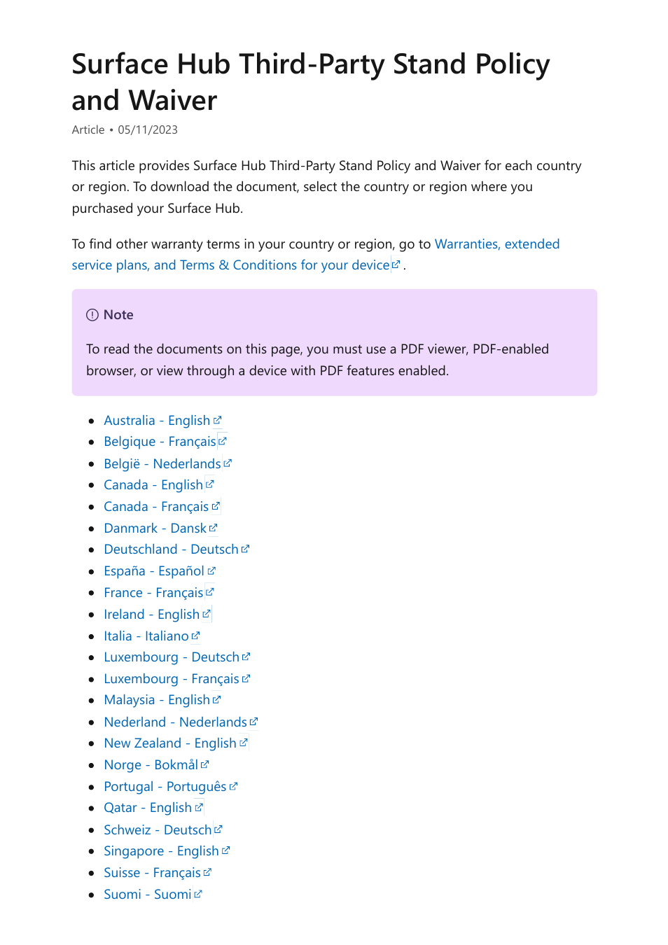 Third-party stand policy and waiver, Surface hub third-party stand policy and waiver | Microsoft Surface Hub 2 SmCamera User Manual | Page 571 / 572