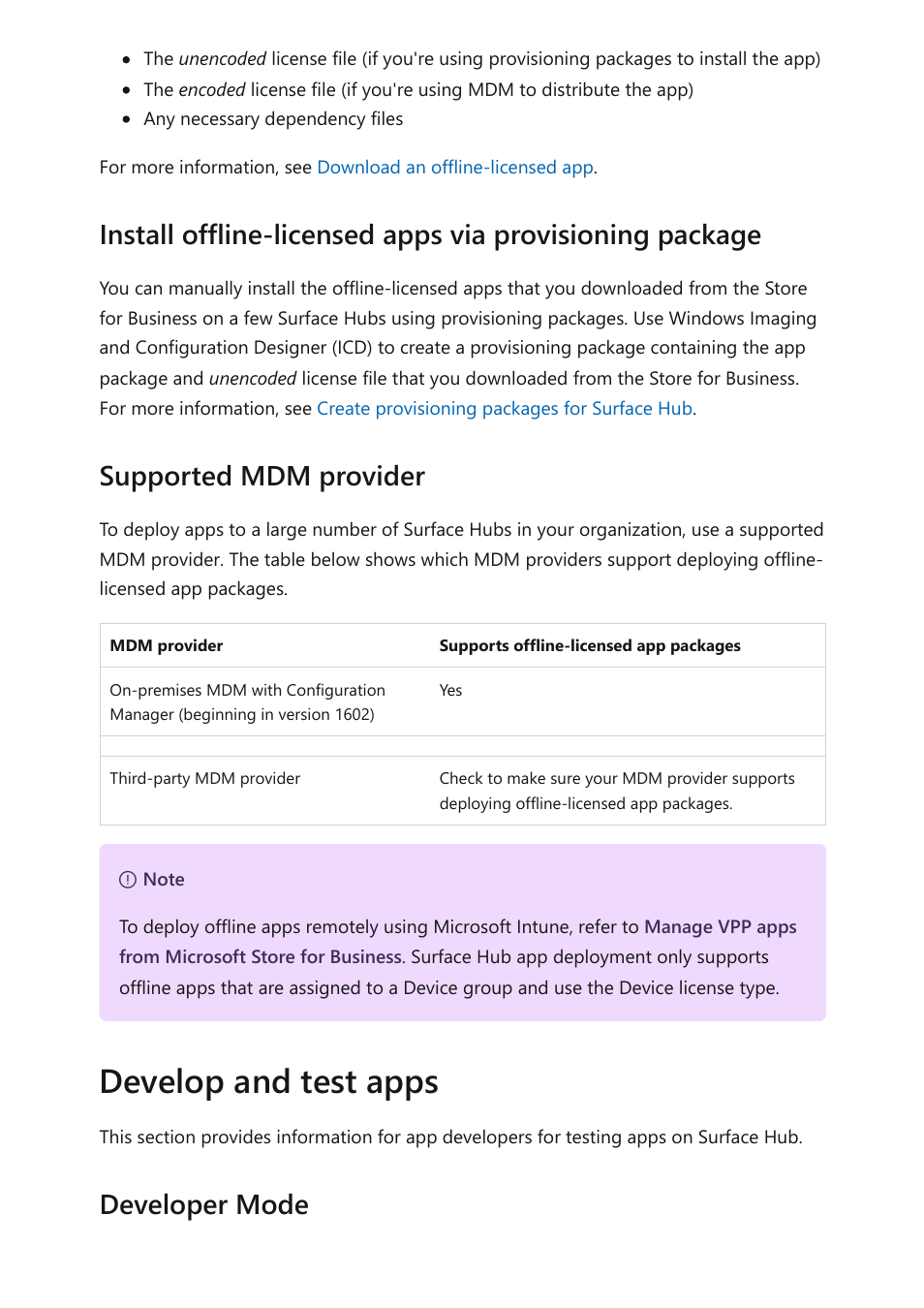 Develop and test apps, Developer mode | Microsoft Surface Hub 2 SmCamera User Manual | Page 93 / 572