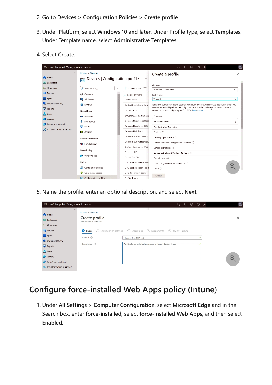Configure force-installed web apps policy (intune) | Microsoft Surface Hub 2 SmCamera User Manual | Page 99 / 572