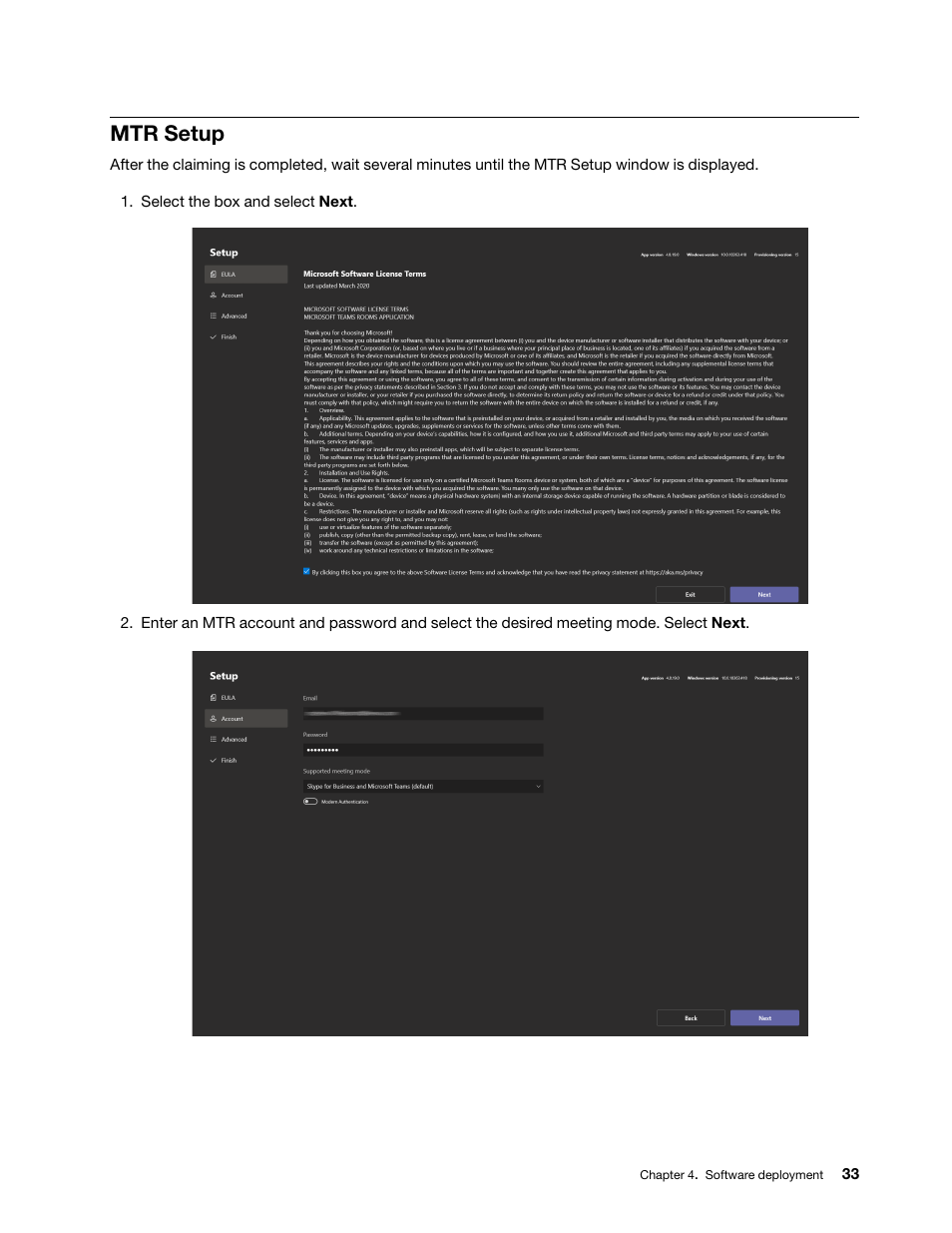 Mtr setup | Lenovo ThinkSmCore and IP Controller Kit for Microsoft Teams Rooms User Manual | Page 39 / 106